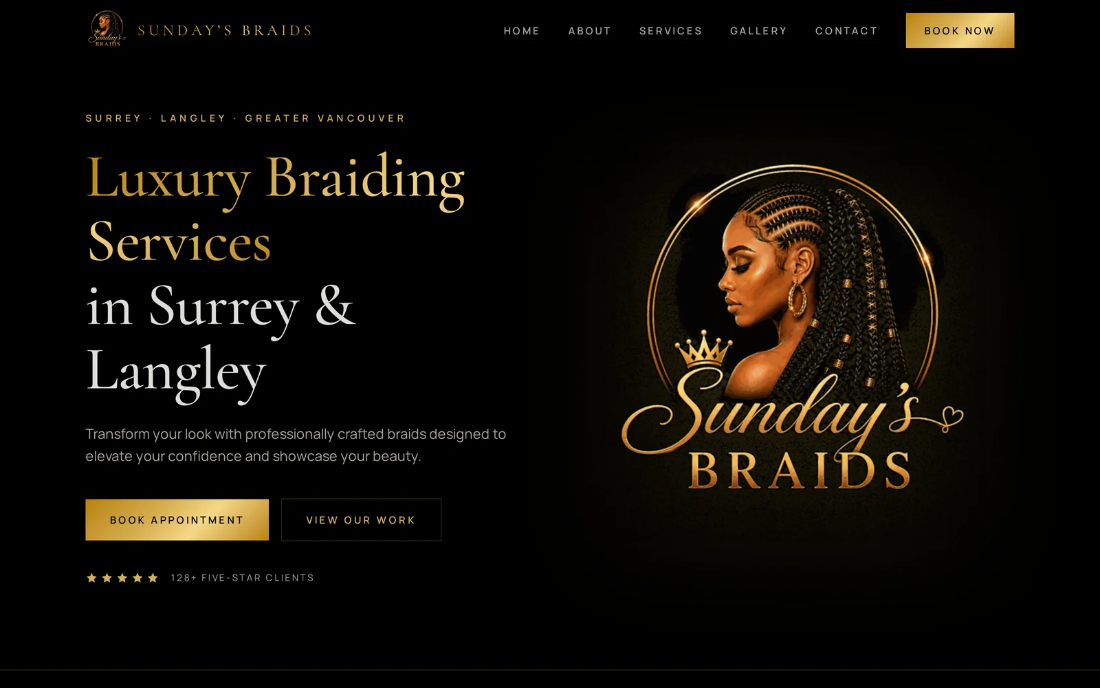 Sundays Braids website design shown on a laptop and iPhone