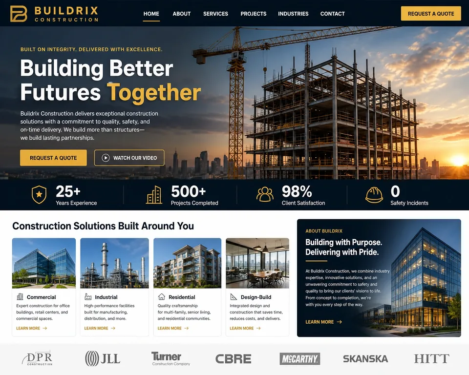 Construction & Contractor Website, website design by Prospering Digital