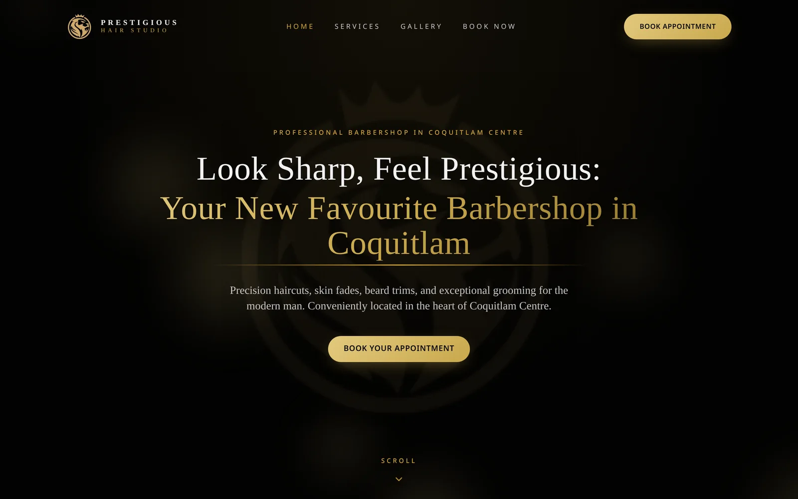 Prestigious Hair Studio website design shown on a laptop and iPhone